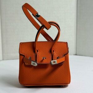 Mini Orange Birkin Style Handbag Charm Keychain